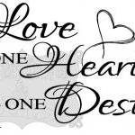 One Love One Heart One Destiny Vinyl Decal
