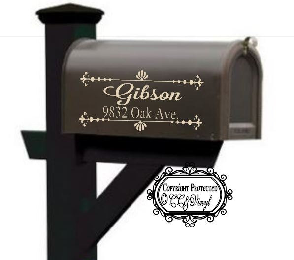 Personalized Mailbox Vinyl Flourish Decal on Luulla