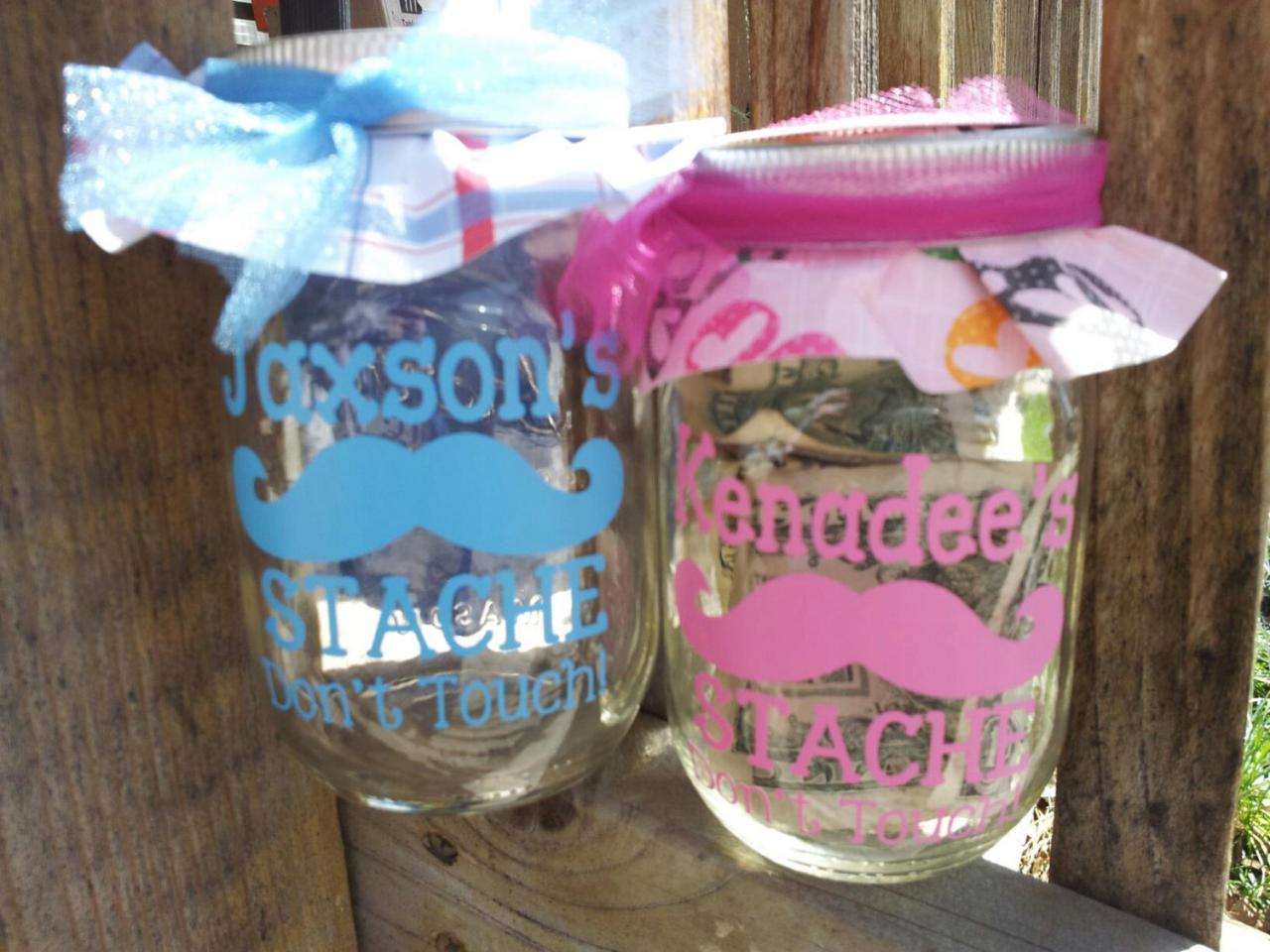 Diy Personalized Mustache Jar Decal Only