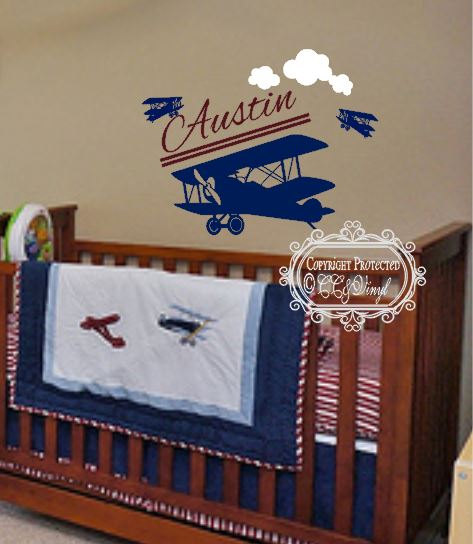 Boy's Personalized Airplane Room Decal