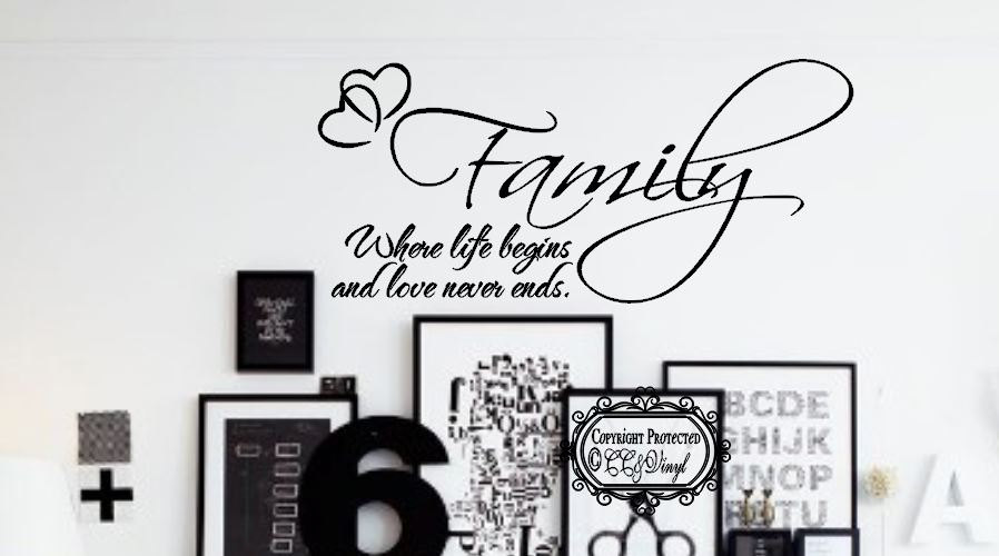 Family Where Life Begins And Love Never Ends Vinyl Wall Art