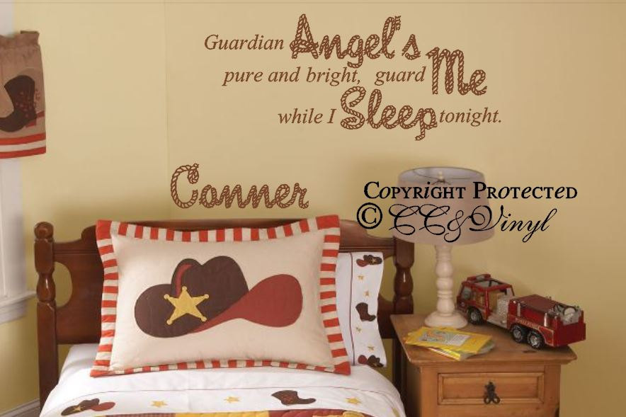 Guardian Angel Lil Cowboy Prayer With Personalized Name Decal
