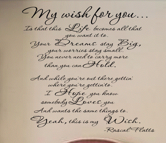 My Wish Rascal Flatts Vinyl Wall Art on Luulla