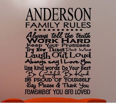 Personalized Family Rules Decal