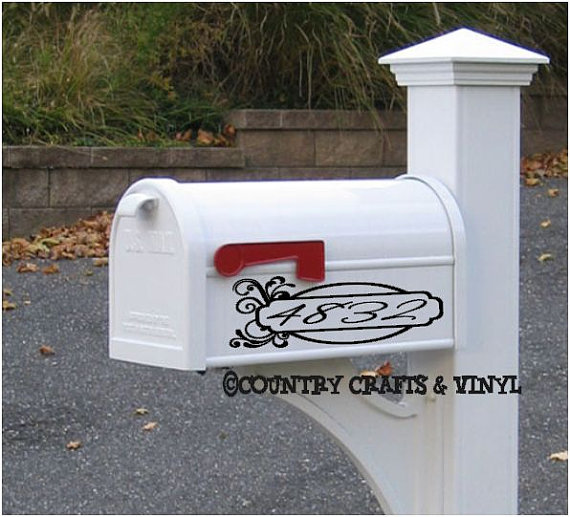 Flourish Mailbox Vinyl Decal on Luulla