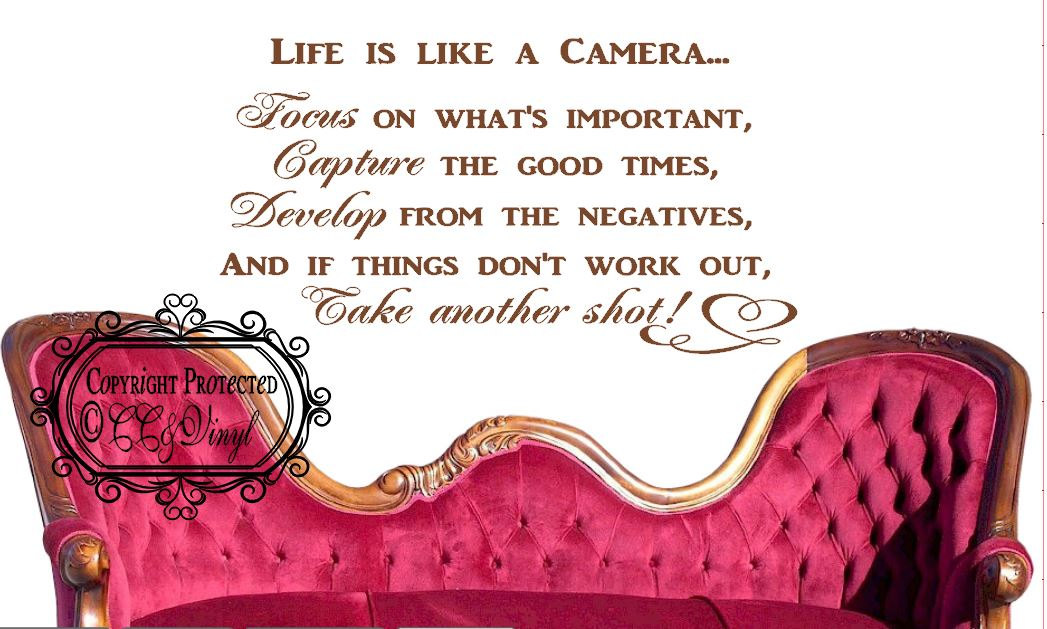 Life Is Like A Camera Vinyl Wall Art on Luulla