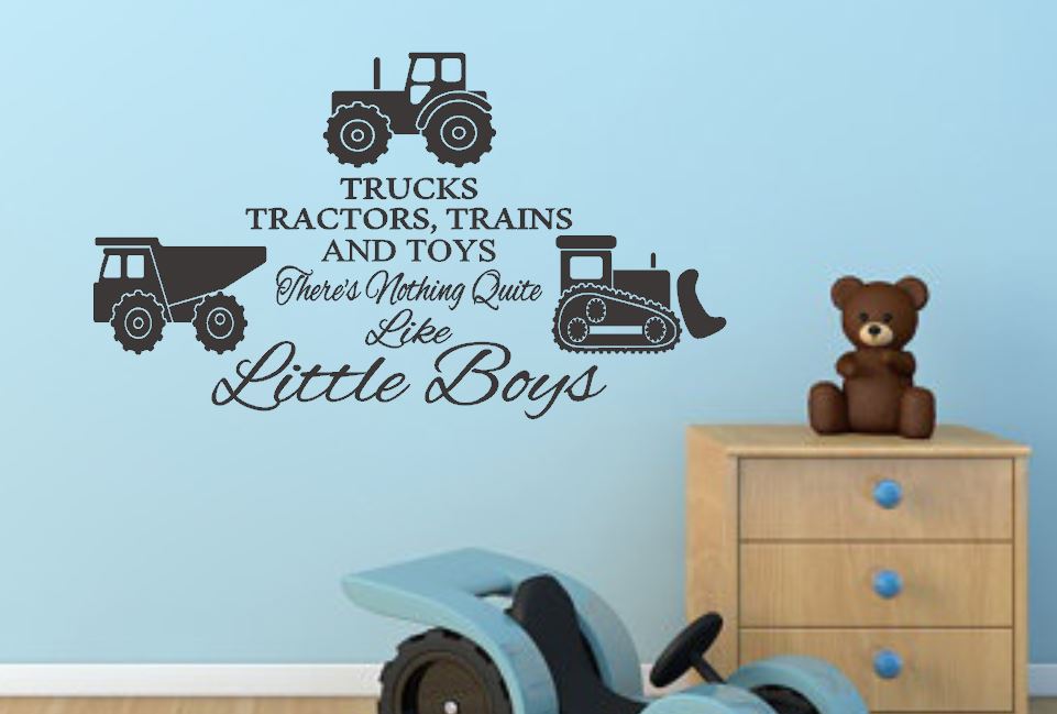 Trucks, Tractors, And Toys Boys Bedroom Wall Decal on Luulla
